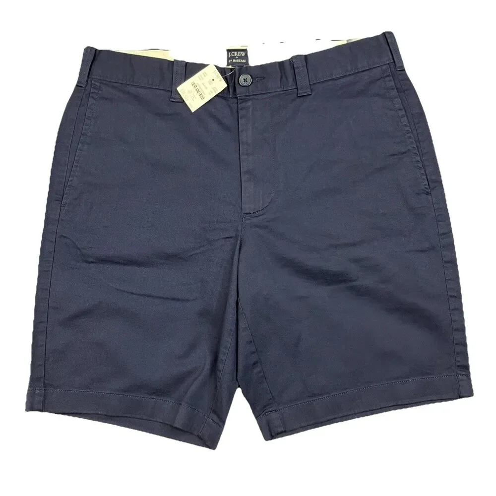 J Crew Flex Chino Shorts Mens 32‎ Blue 9” Inseam Stretch Flat Front Summer H5020
